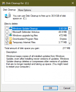 problemas de Windows 10 - limpieza del disco