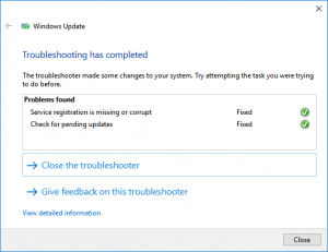 Windows 10 問題 - 故障排除已完成