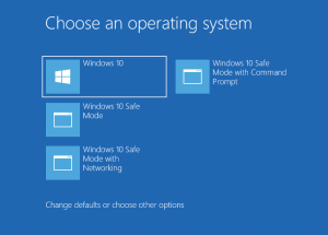 opción de arranque en modo seguro de Windows con símbolo del sistema