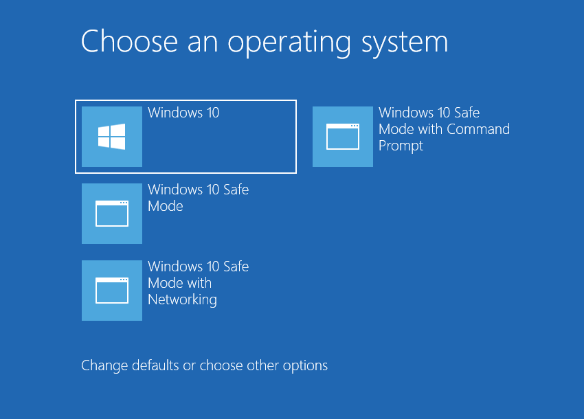 Opção de inicialização do Windows Modo de Segurança com Prompt de Comando