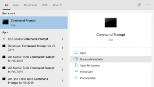 windows search - command prompt