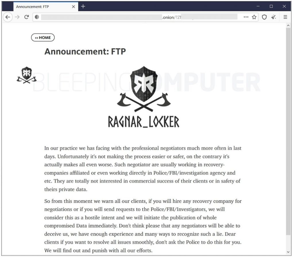 Ragnar Locker ransomware operators