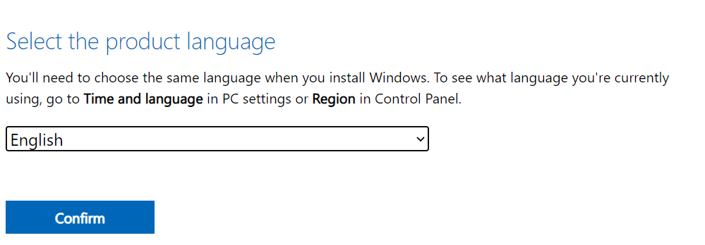 Windows 11 ISO select language