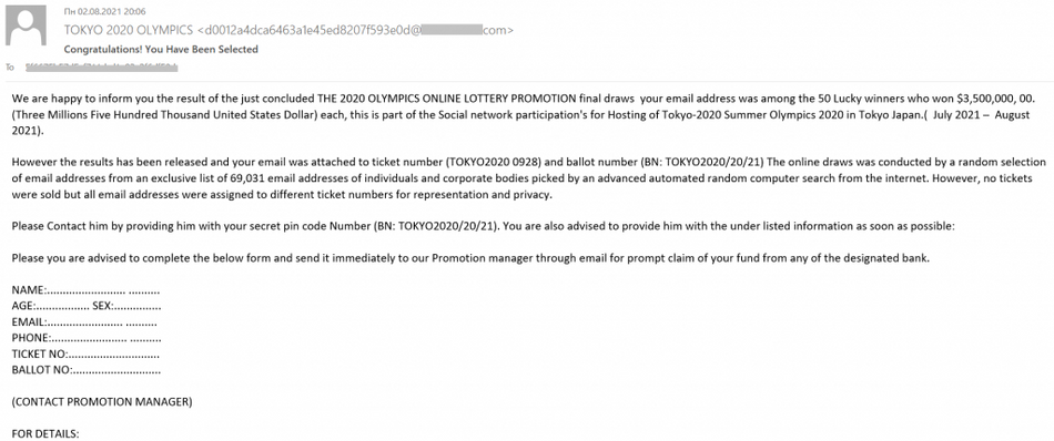 Email scam lottery