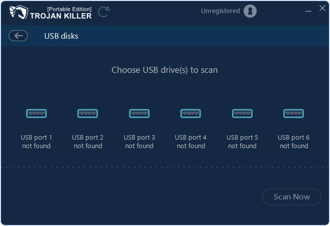 Trojan Killer USB disks scan screen