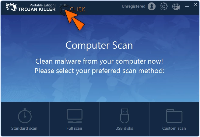 Trojan Killer update definitions button