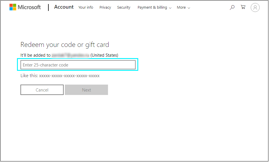 Redeem Microsoft website