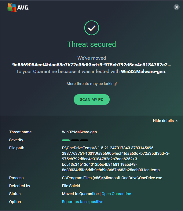 Win32:Malware-gen from AVG Antivirus