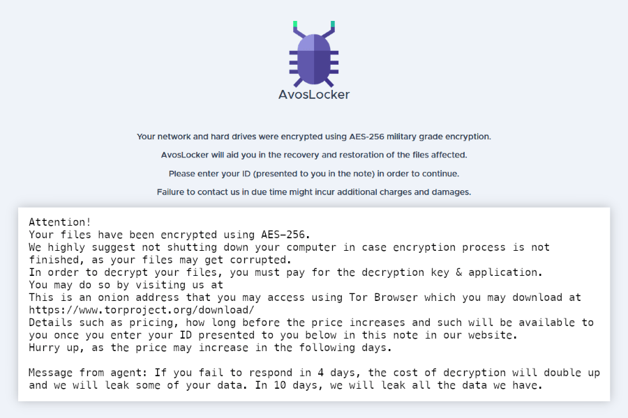 AvosLocker ransomware gave up the decryptor