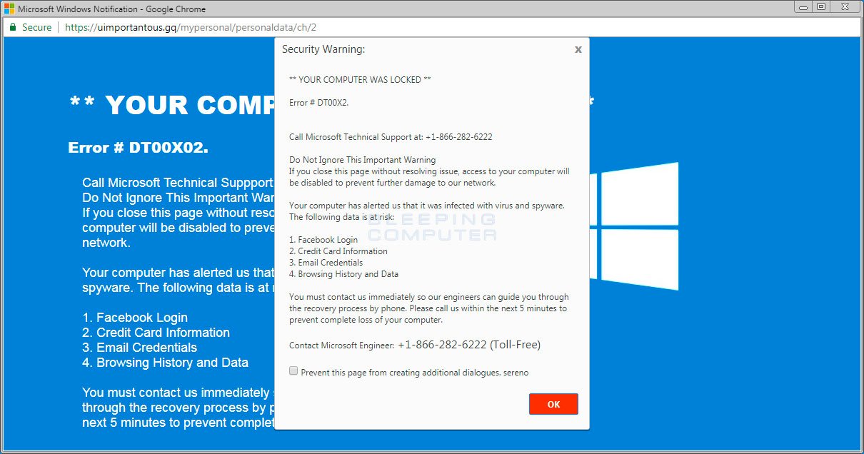 Microsoft tech support scam