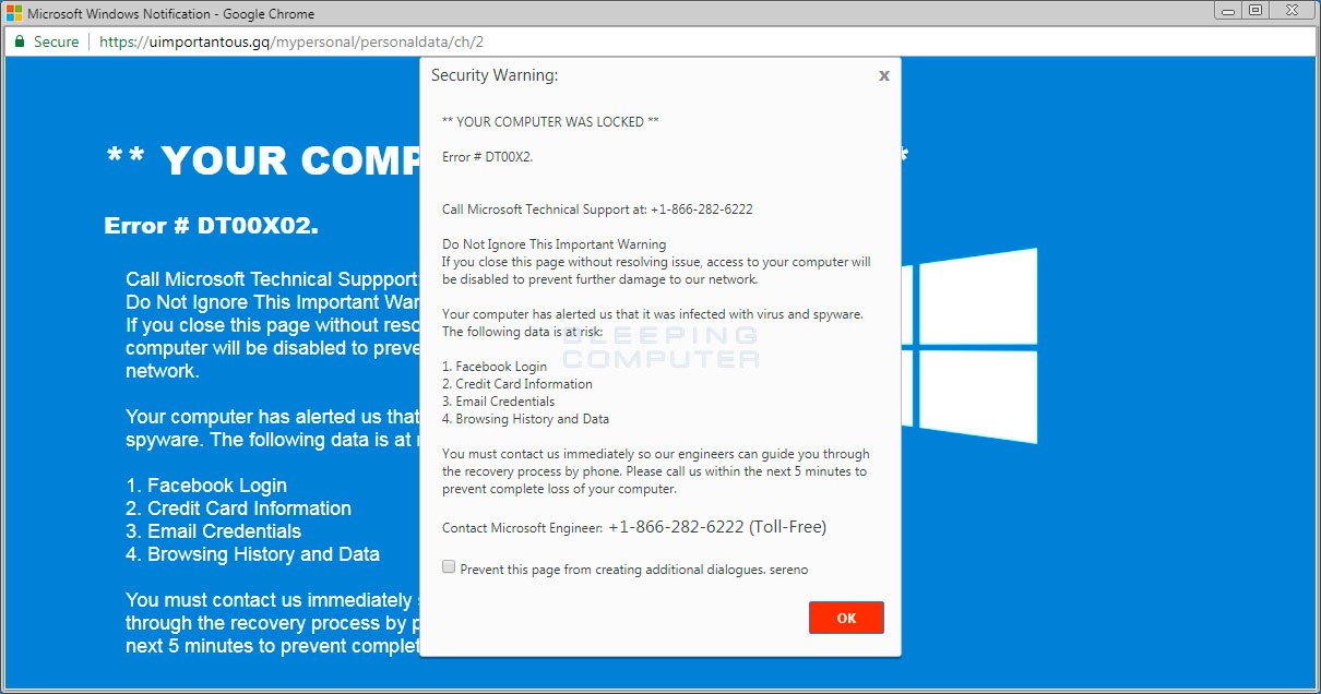 マイクロソフトテクニカルサポート詐欺 