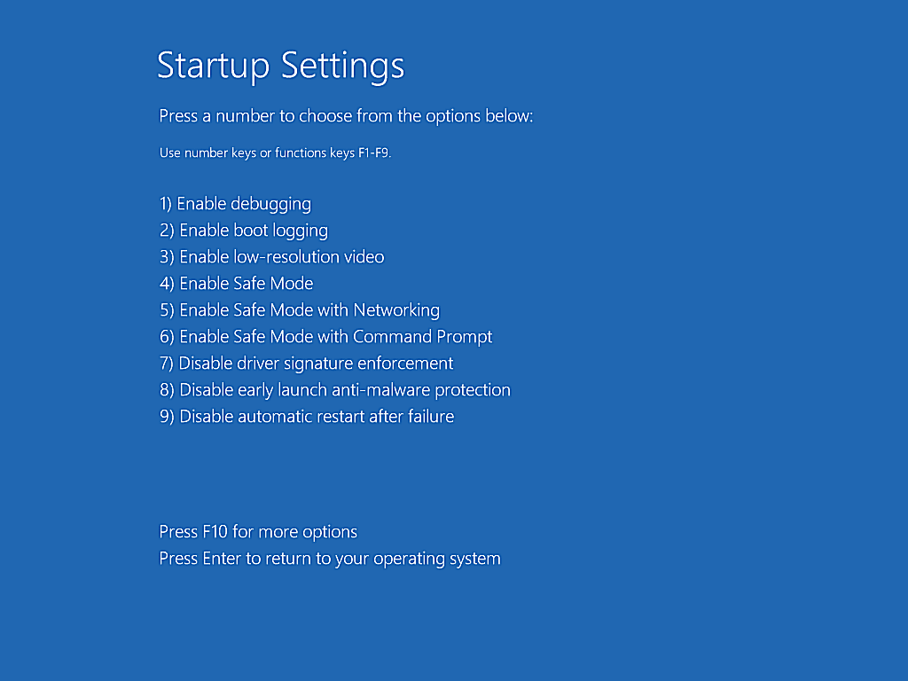 Startup Settings