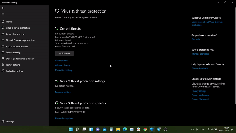 Error del Defender en Windows 11