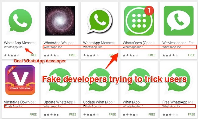 Fake and legit WhatsApp 