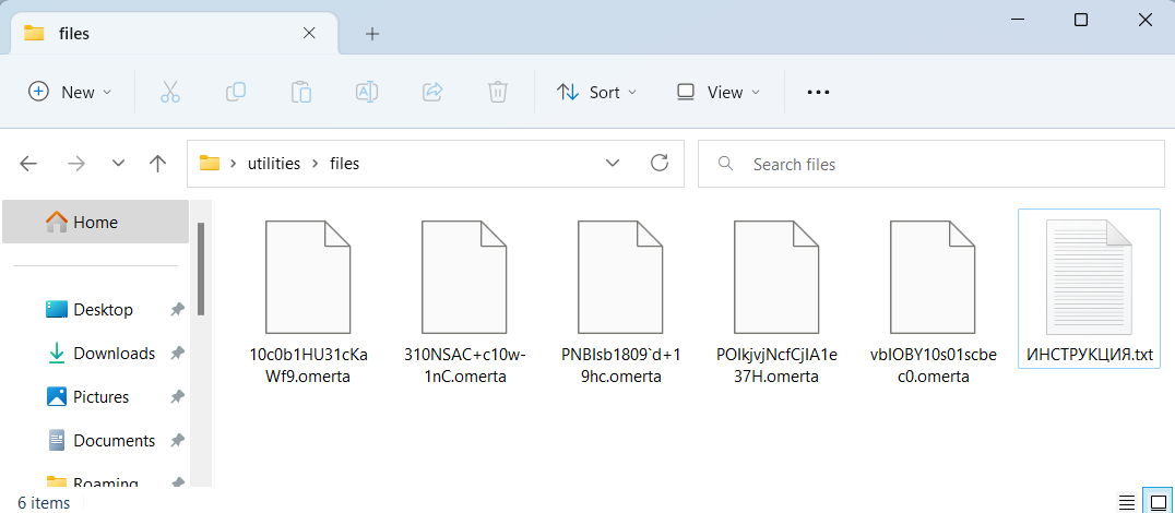 Omerta ransomware files