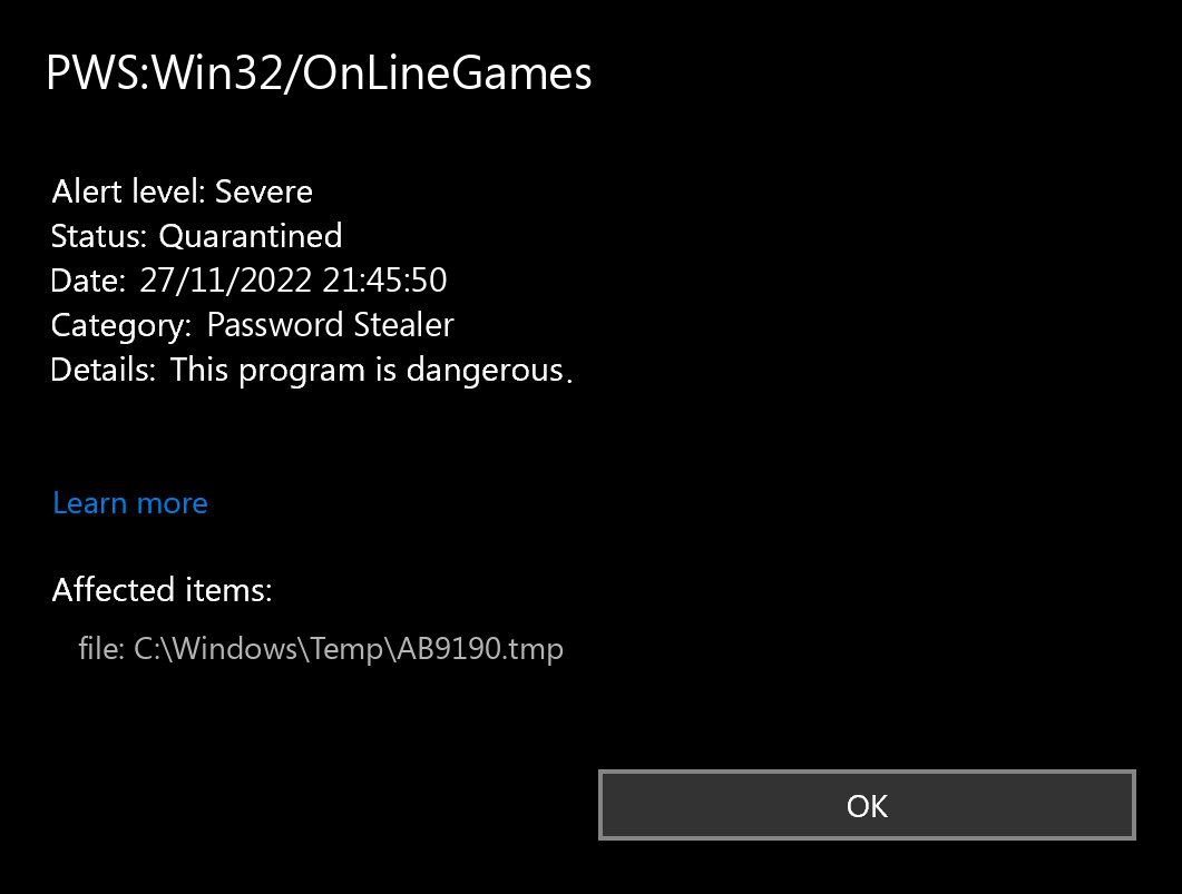 PWS:Win32/OnLineGames found