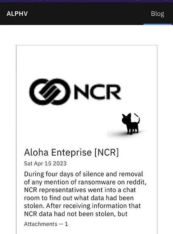 BlackCat attacked NCR