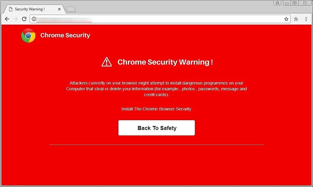 Chrome browser security alert