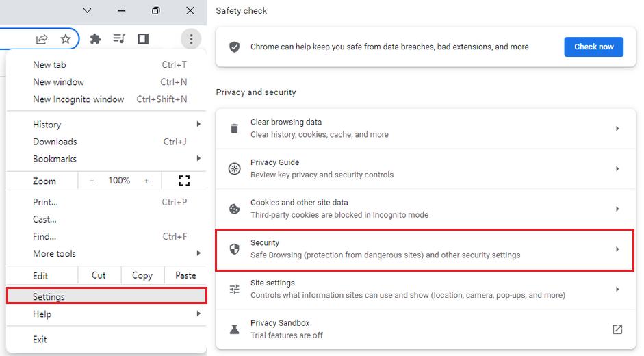 Chrome security settings p1