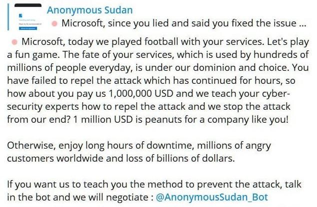 DDoS attacks by Anonymous Sudan