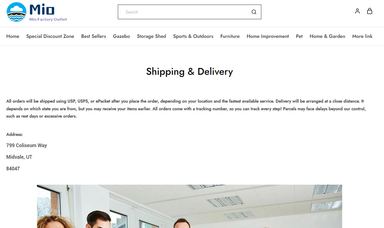 Mio Factory Outlet Fake Shipping Page