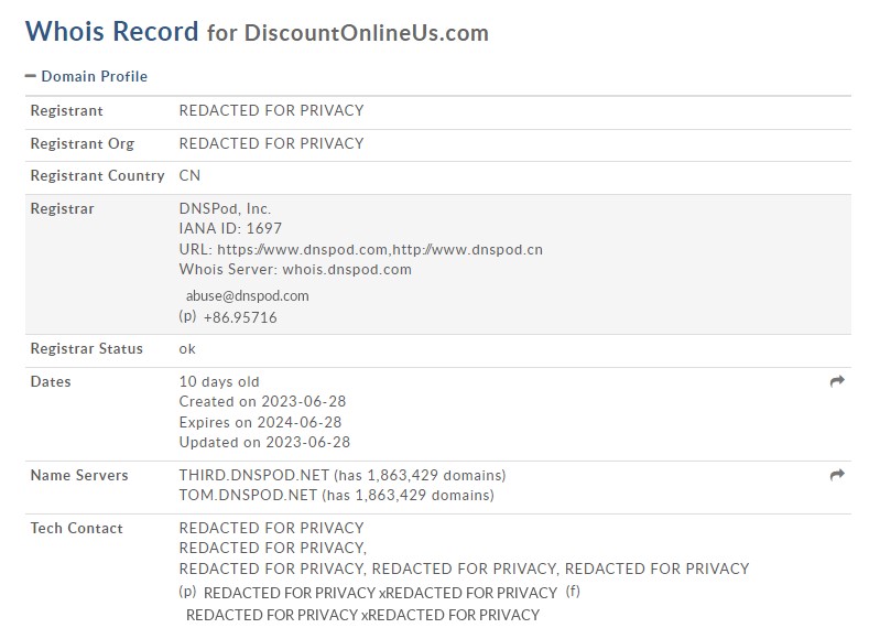 Discountonlineus.com site whois info