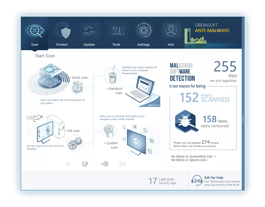 The Main Screen in Gridinsoft Anti-Malware