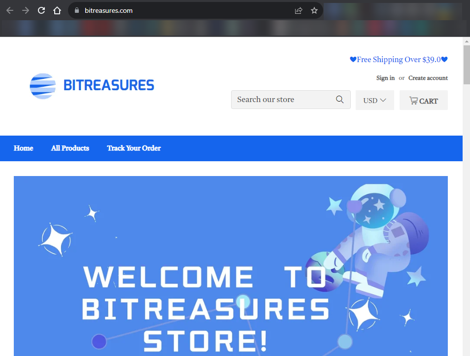 Bitreasures.com main page screenshot