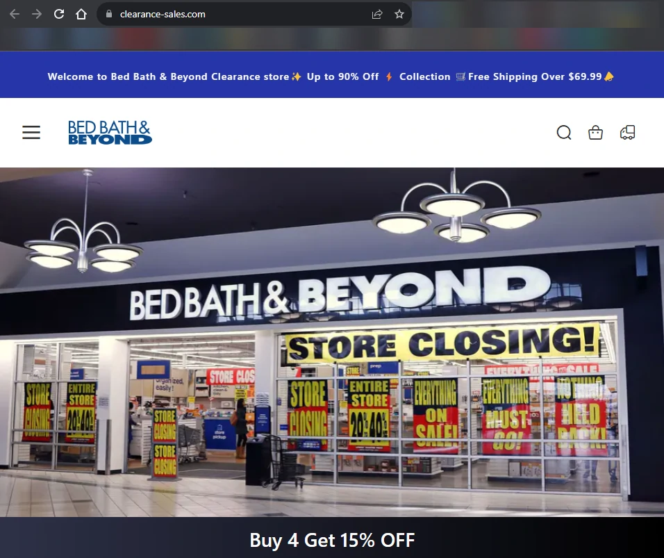 Clearance-Sales.com main page screenshot