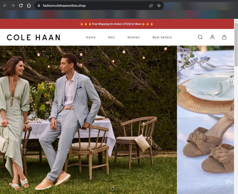 Fashioncolehaanonline.shop main page screenshot