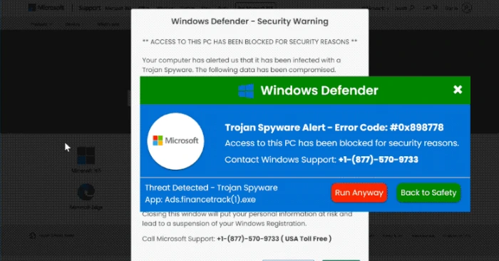 "Trojan Spyware Alert" scam