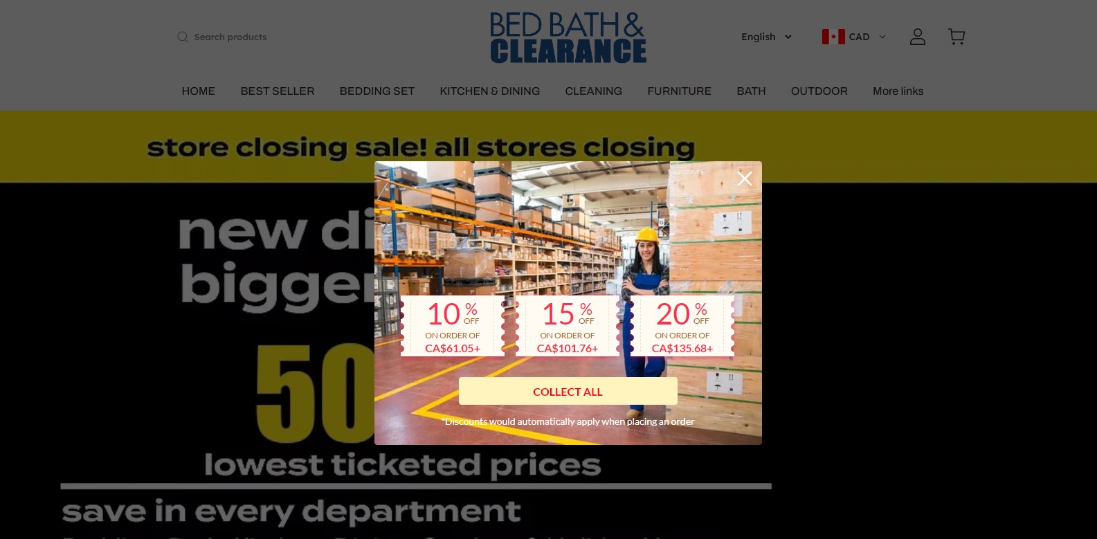 Cpdidi.com illegally uses the Bed Bath & Beyond brand to deceive customers and steal money.