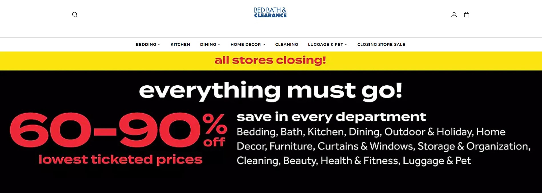 Dreclaude.com is a website that claims to be selling products from Bed Bath & Beyond at huge discounts as part of a store closing sale.