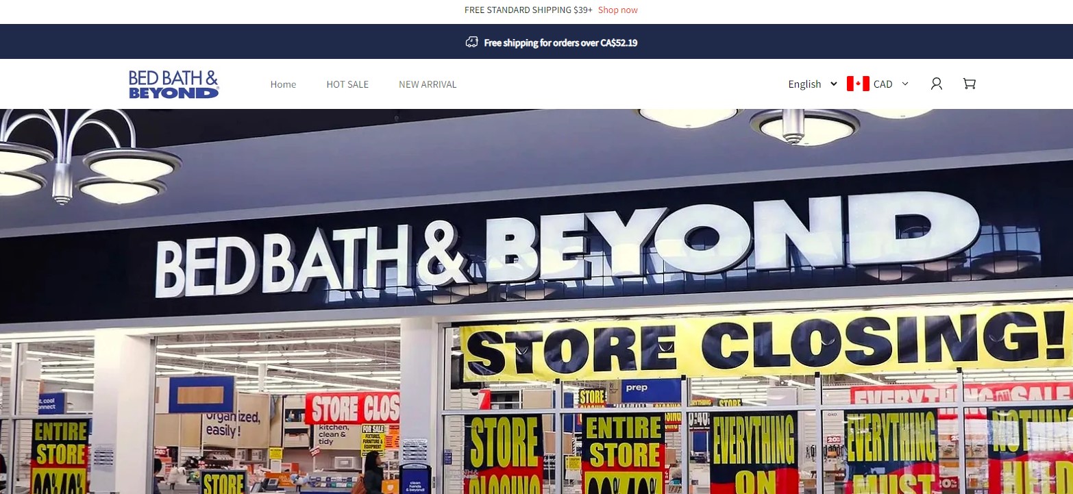 Ronoma.top is a website that claims to be selling products from Bed Bath & Beyond at huge discounts as part of a store closing sale