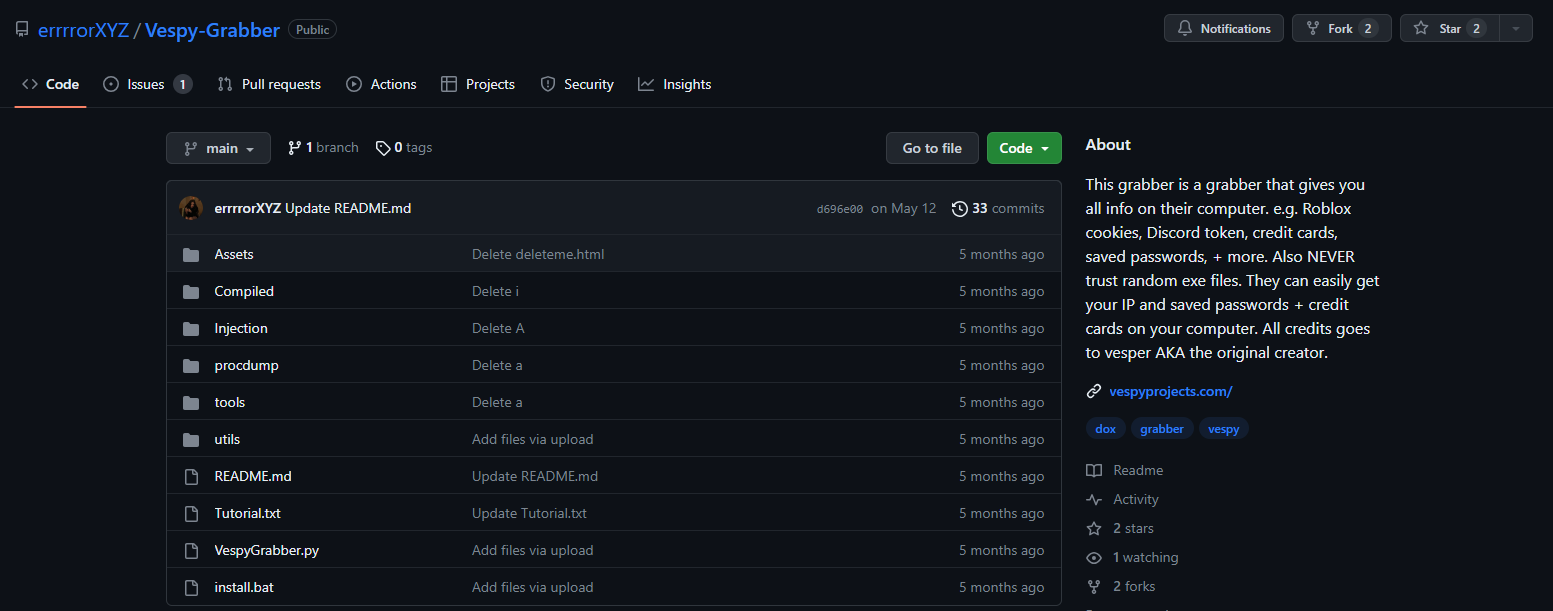 Vespy Grabber Malware Removal