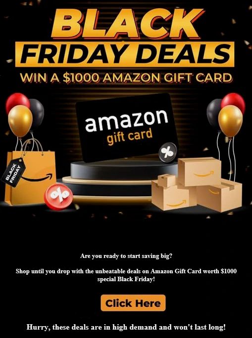 Gift card giveaway scam screenshot