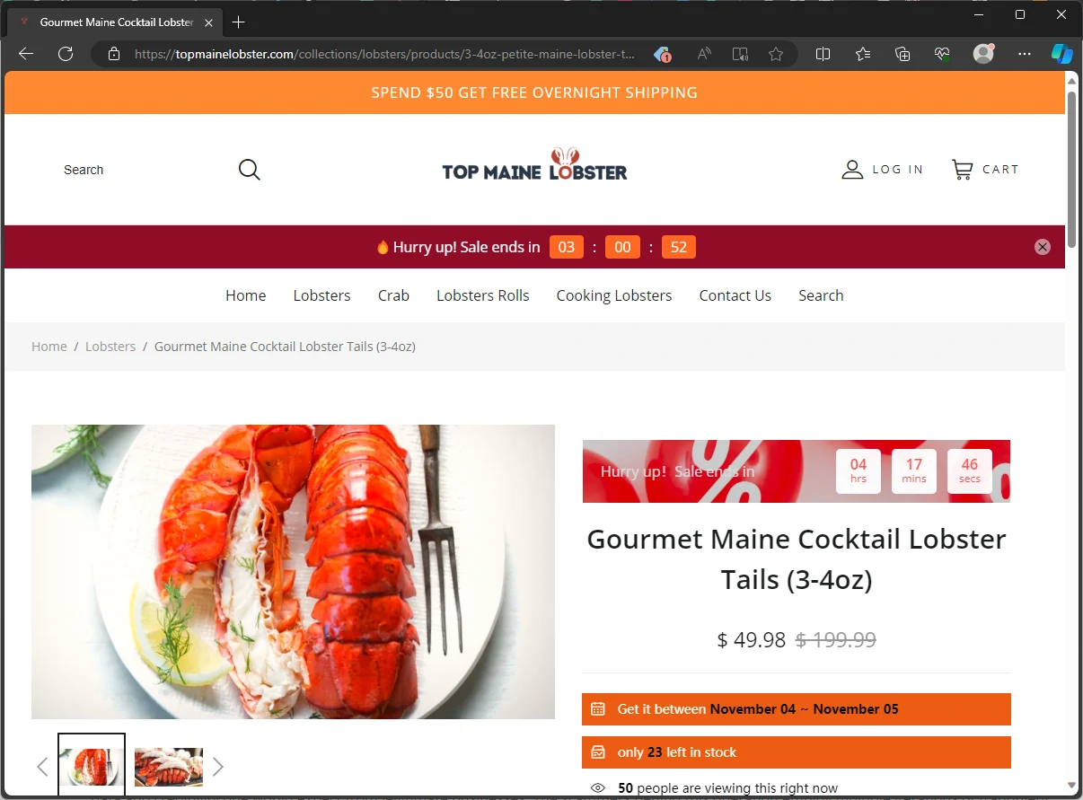 Topmainelobster.com screenshot