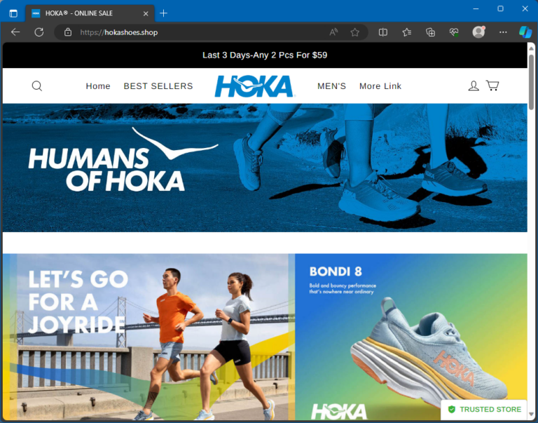 Scam Store A Fake HOKA site