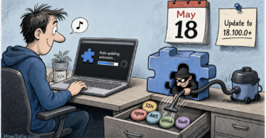Editorial comic about Nx Console CVE-2026-48027 stealing developer secrets