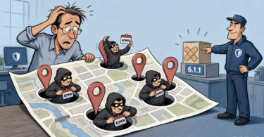 Editorial cartoon about WP Maps Pro CVE-2026-8732 creating rogue WordPress admin accounts