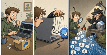 Editorial cartoon about malicious PyPI packages using chat APIs
