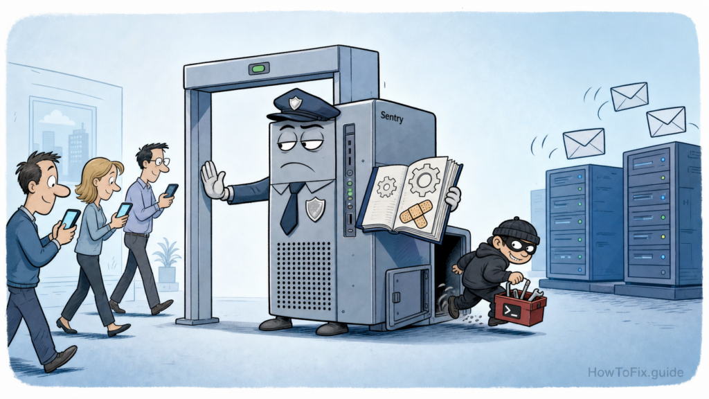 Editorial cartoon about an Ivanti Sentry gateway and CVE-2026-10520 root RCE exploitation